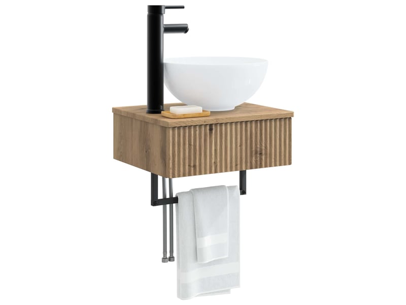  Basin de lavage mural, lavabo chêne artisanal 40x35x39 cm  - Conforama C
