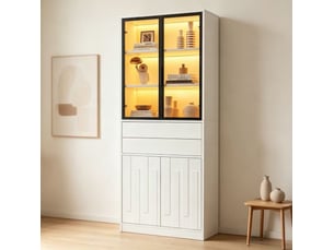 Vitrine coloris blanc 4 étagère(s) HAUSS SPOLE - 70 cmx180 cm