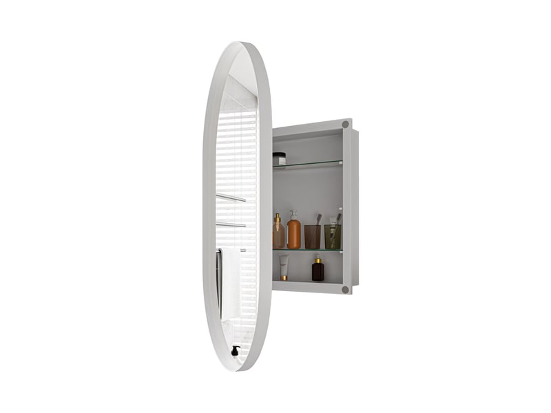  Armoire de toilette miroir ovale en métal blanc 85 x 51.5 x 12 cm W2552P264700 - Conforama B