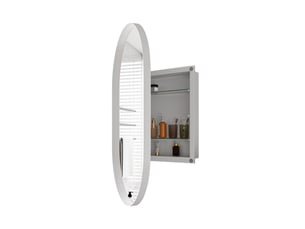 Armoire de toilette miroir ovale en métal blanc 85 x 51.5 x 12 cm