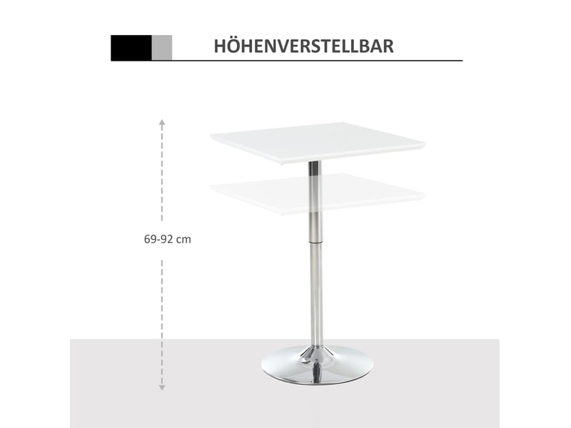  Table de bistrot 60x60 cm hauteur réglable mdf blanc  - Conforama D