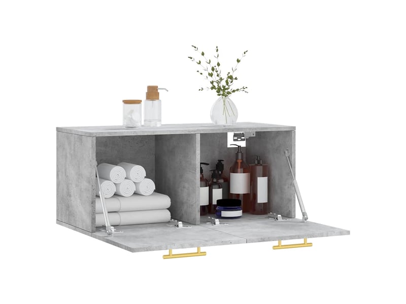  Armoire murale salon gris béton 80x36,5x35cm bois d'ingénierie shl1988  - Conforama D