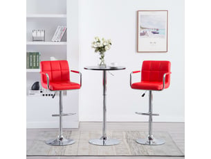 Lot de 2 tabouret de bar, chaise de bar rouge similicuir shl7443