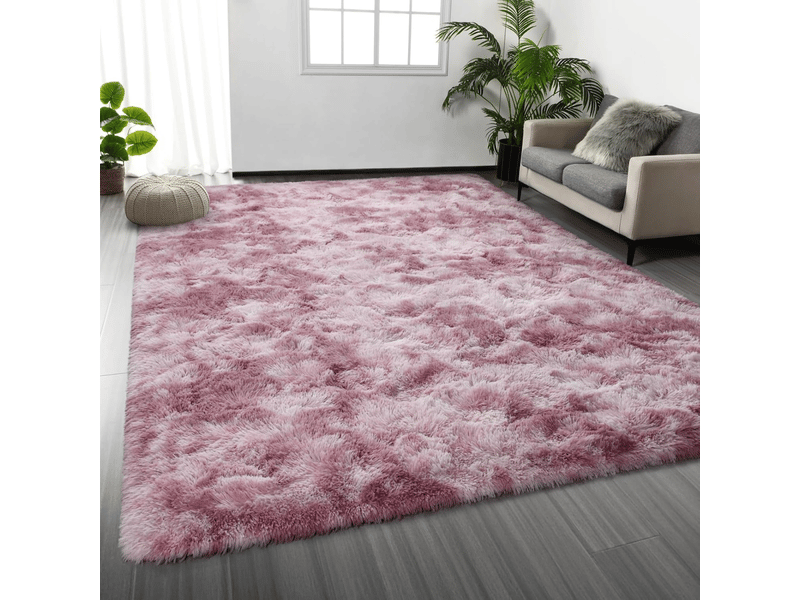  Tapis de salon rose, à poils longs, doux, en laine de soie antidérapante, mesurant 100 x 200 cm  - Conforama E