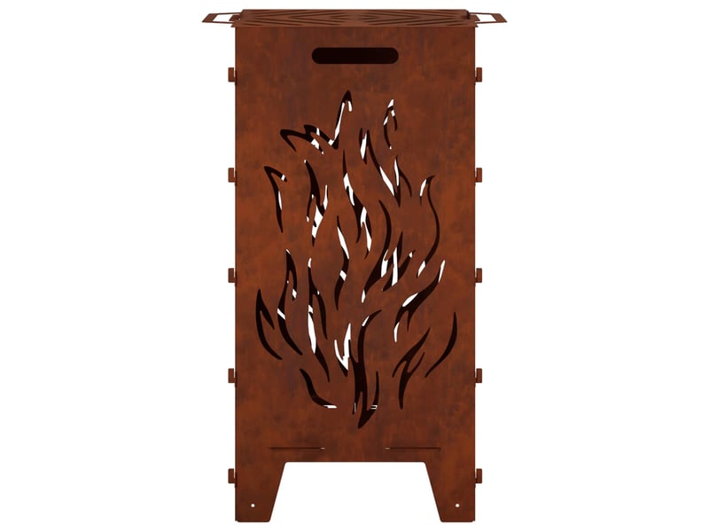  Brasero exterieur, foyer de cheminée rouillé 47x38x75 cm acier patiné  - Conforama E