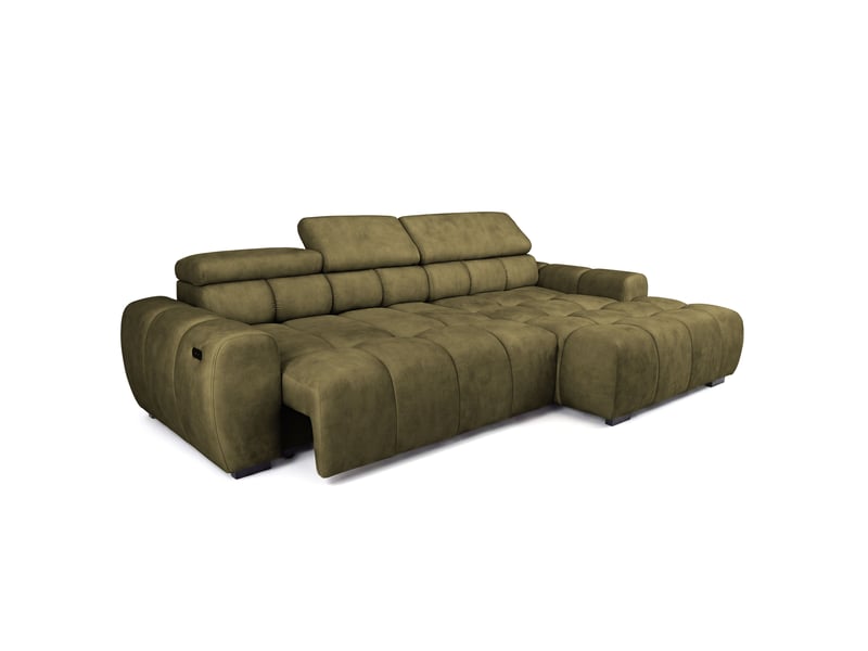 Canapé d'angle aldo avec fonction couchage, côté droit, tissu salvador wr, vert (10) - Conforama D