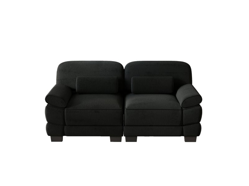  Canapé droit modulable 2 places 194x88.5x94 cm en velours côtelé noir  - Conforama D