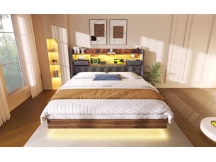 Lit avec rangement 180x200 cm <strong></strong>  <strong></strong> coloris gris