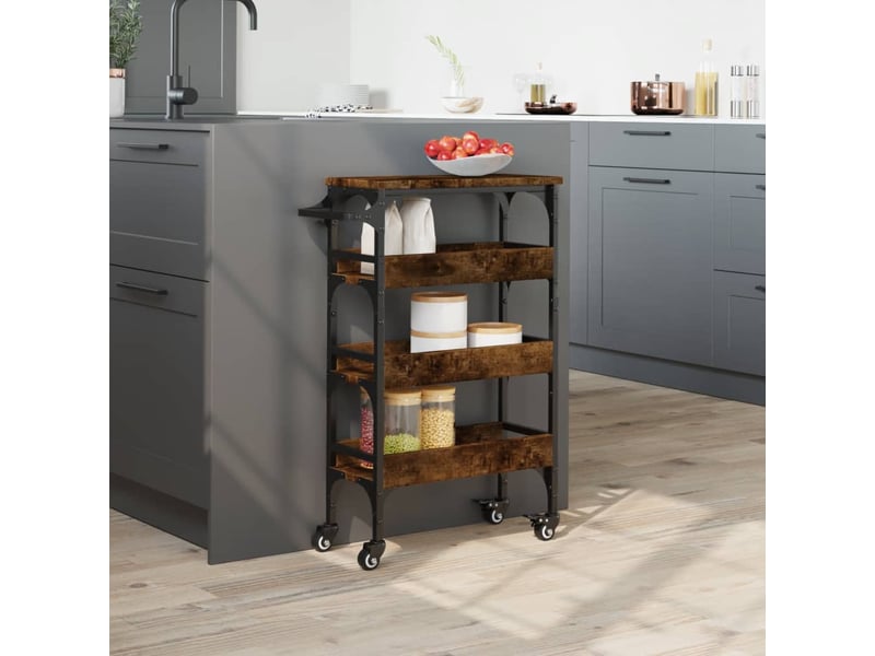  Chariot de cuisine, chariot de rangement chêne fumé 53x20x76 cm bois d'ingénierie  - Conforama D