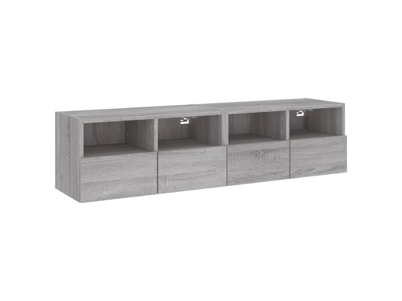  Lot de 2 meuble tv mural, meuble tv suspendu sonoma gris 60x30x30cm bois d'ingénierie  - Conforama A