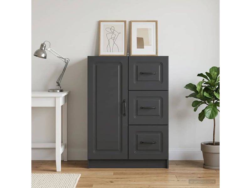  Buffet - bahut - meuble de rangement avec tiroir noir 66 x 34,5 x 87 cm bois d'ingénierie  - Conforama B