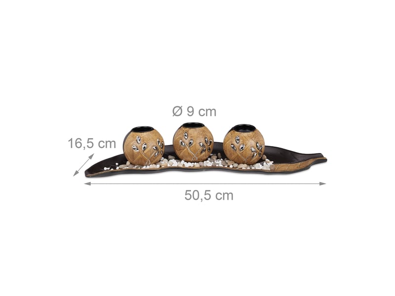  Porte-bougies décoratif pour table à manger 30 x 15 x 15 cm ambiance nature fleurs en bois marron 13_0003872  - Conforama B