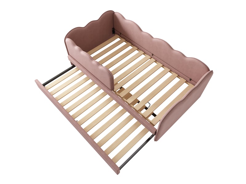  Lit enfant avec lit gigogne 90 x 190 cm en velours rose  - Conforama D