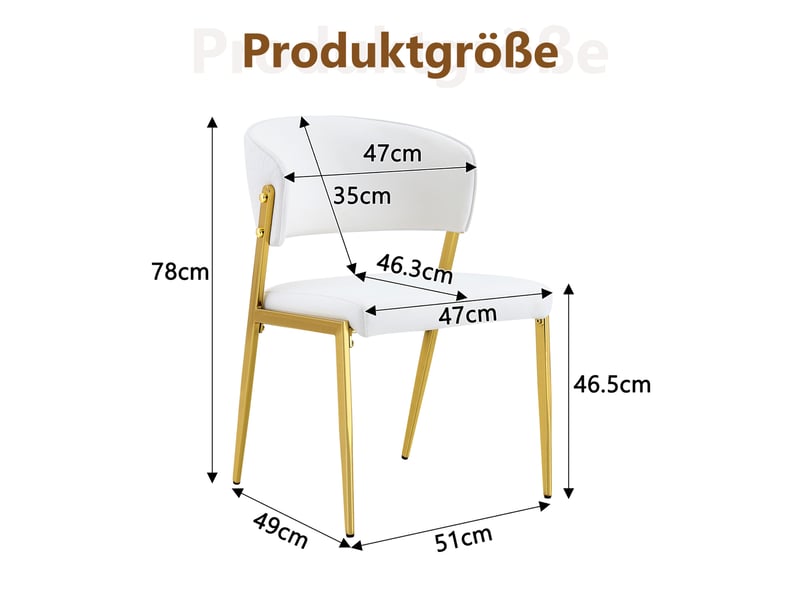  Lot de 2 chaises de salle à manger 51x49x78 cm blanches en polyuréthane, dossier incurvé ergonomique  - Conforama C