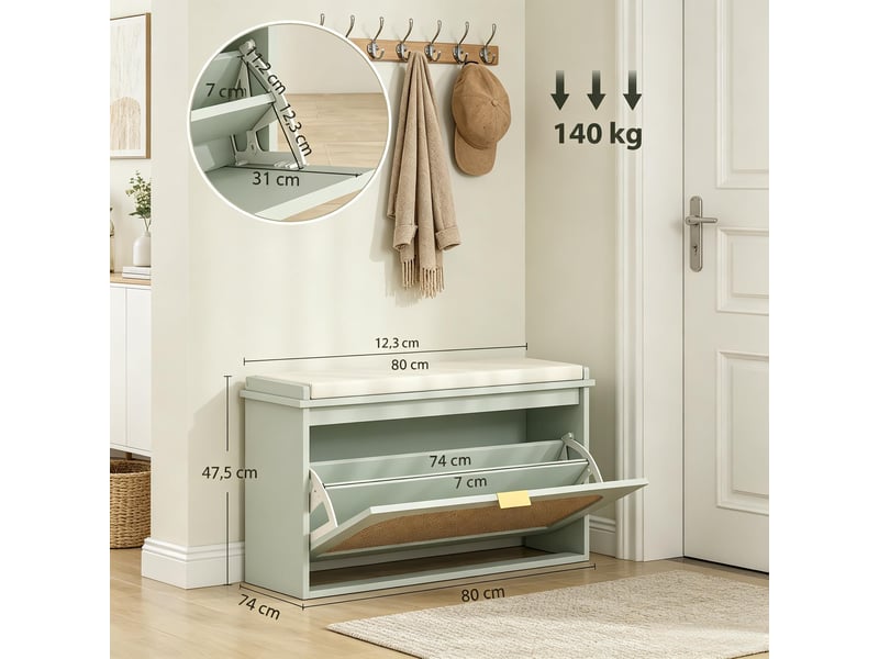  Banc à chaussures moderne avec rangement caché, assise confortable, meuble entrée compact  - Conforama C