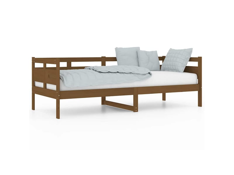  Lit simple- lit adulte -  lit de jour sans matelas marron miel bois pin massif 80x200 cm  - Conforama A