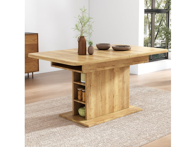 Table à manger extensible 110-130 x 70 cm avec rangement, coloris naturel - Conforama B