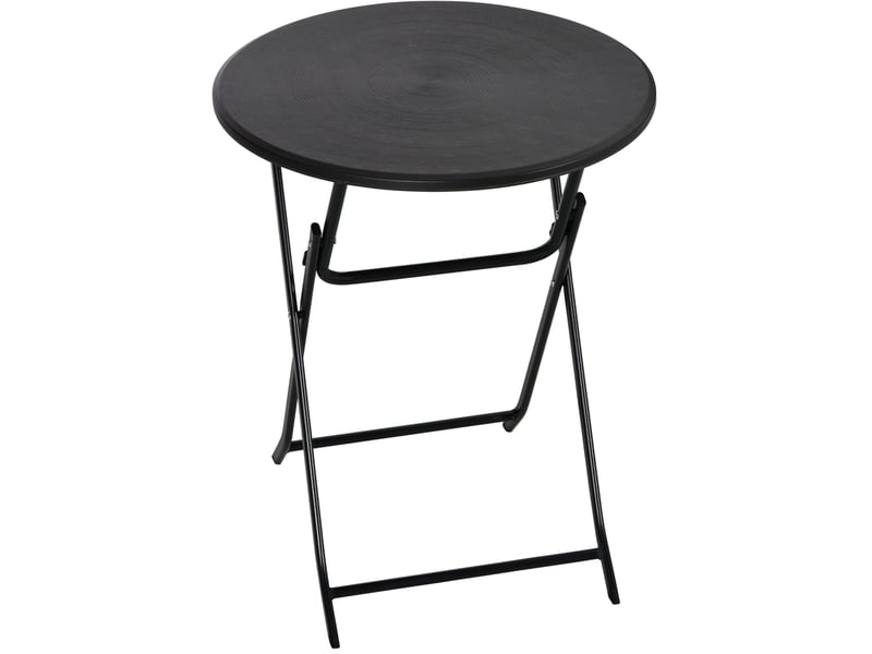  Table de jardin pliante ronde ø60 cm – gris foncé – plateau hdpe aspect bois et piètement en acier  - Conforama A