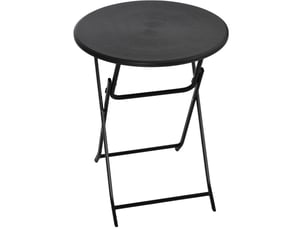 Table de jardin pliante ronde ø60 cm – gris foncé – plateau hdpe aspect bois et piètement en acier