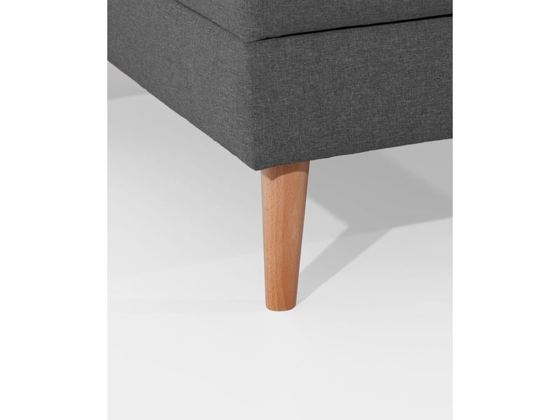  Canapé d'angle convertible hasgard 3 places gris foncé 248x162 cm – coffre et pieds bois  - Conforama D