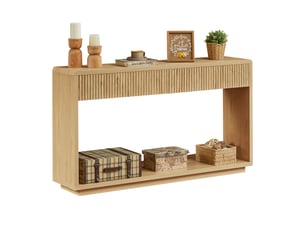 Console 150x35x85 cm avec 2 tiroirs, coloris bois clair