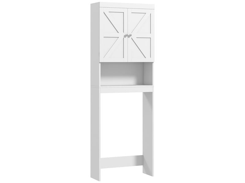  Armoire de rangement dessus des toilettes, meuble de salle de bain placard 2 portes étagère blanc 58,5l x 23l x 170h cm  - Conforama B