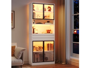 Vitrine coloris blanc 2 étagère(s) TCQPZ - 80 cmx200 cm