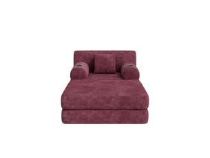 Canapé pouf inclus revêtement côtelé fonction allongée dossier haut cadre en métal mousse haute densité 2 porte-gobelets 4 poches latérales