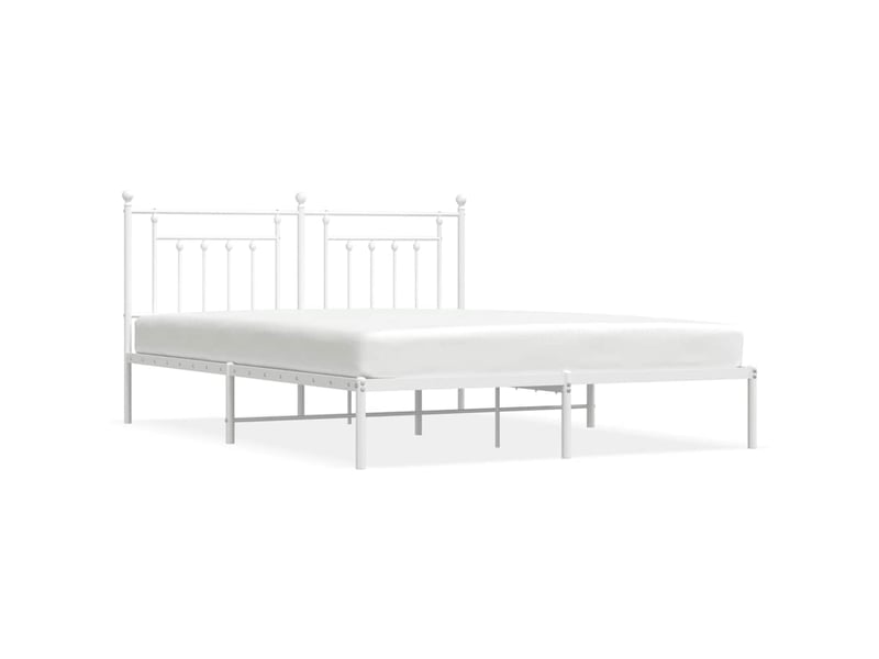  Lit double- lit adulte -  cadre de lit métal sans matelas et tête de lit blanc 160x200 cm  - Conforama A