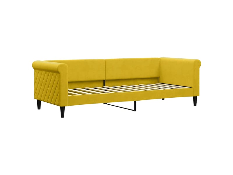 Lit simple- lit adulte - lit de repos sans matelas jaune 80x200 cm velours - Conforama A