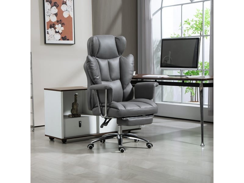 Estin chaise de bureau ergonomique pivotante avec repose pieds gris foncé - Conforama E