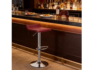 Tabouret de bar réglable pivotant en simili cuir bordeaux cravdom