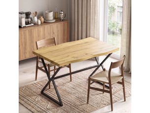 Table à manger pour 2 personnes, table de cuisine, style moderne avec plateau épais, 110 x 67 x 75,5 cm, noir et chêne