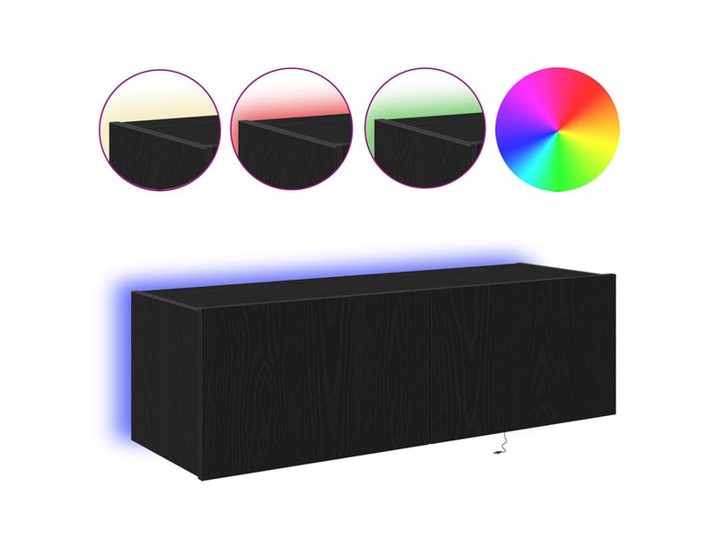 Meuble tv - banc tv - meuble de rangement mural 2 pcs chêne noir bois d'ingénierie - Conforama D