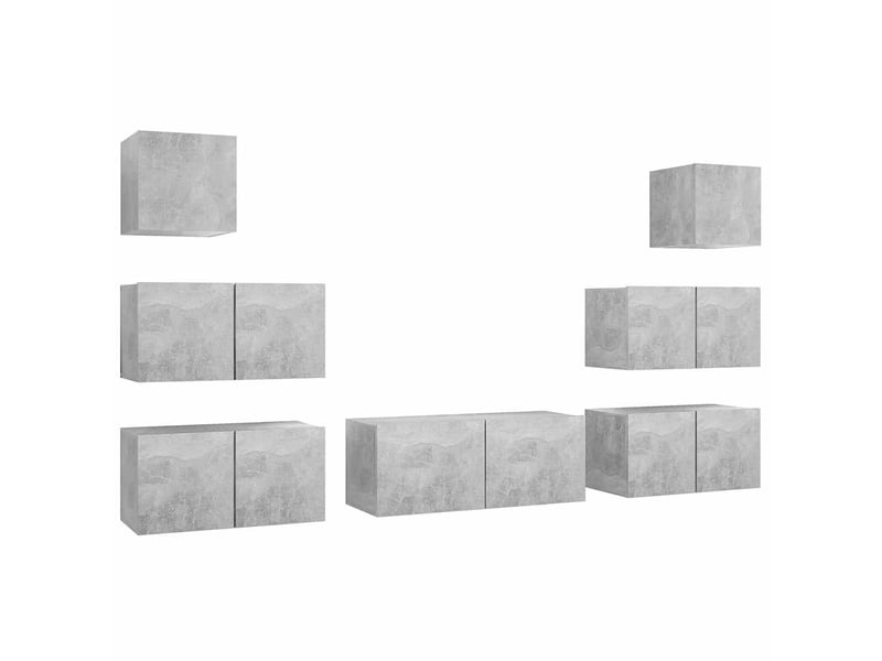  Ensemble de meubles tv - banc tv - meuble de rangement 7 pcs gris béton bois d'ingénierie  - Conforama A