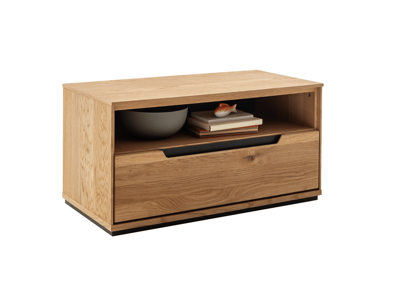  Banc de rangement avec tiroir coloris chêne sauvage - longueur 79 × profondeur 41 × hauteur 41 cm  - Conforama E