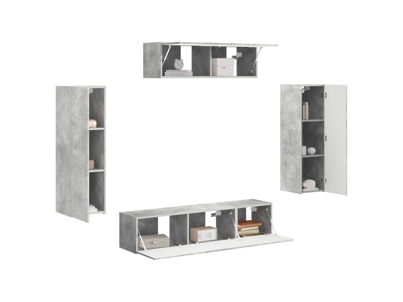  Meuble tv - banc tv - meuble de rangement 5 pcs gris béton  - Conforama C