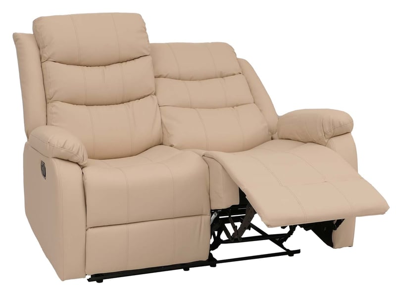  Fauteuil cinéma 2 places relax tv avec accoudoirs et fonction inclinable similicuir crème 04_0009406  - Conforama D