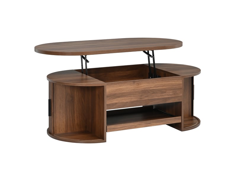 Table basse relevable 110x55 cm – noyer – rangement caché, portes coulissantes et plateau coulissant - Conforama D