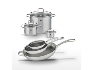 Lot de 3 poêles 242832cm & 3 faitouts 122026cm elo relief evolution