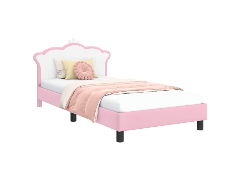  Cadre de lit pour enfants - lit jeune avec tête de lit rose 90 x 190 cm pu  - Conforama A