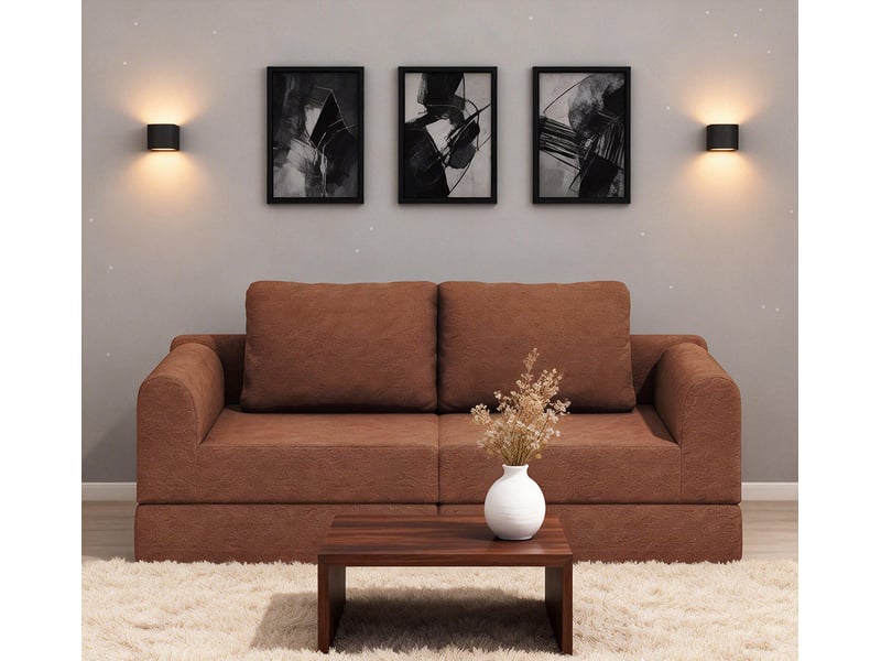 Canapé-lit pliable avec dossier multifonctionnel en mousse à mémoire de forme, tapis de sol portable, marron - Conforama E