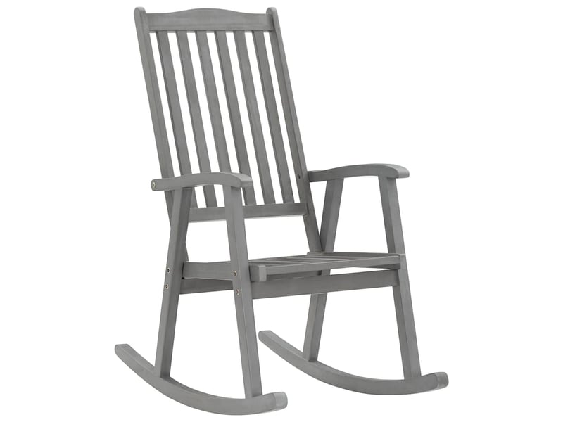 Chaise à bascule de jardin, rocking-chair avec coussins gris bois d'acacia massif cf31317 - Conforama A