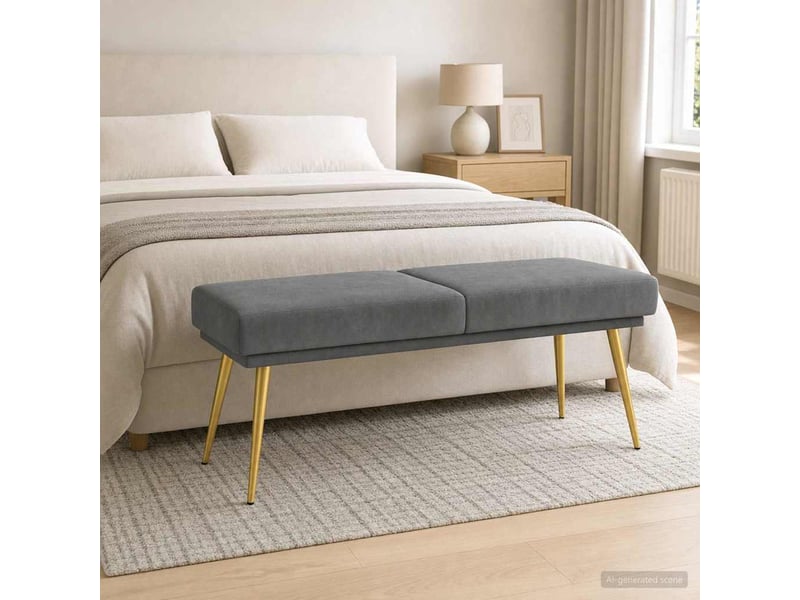  Banc d'entrée, banc à double couche gris foncé 120x45x46 cm velours  - Conforama B