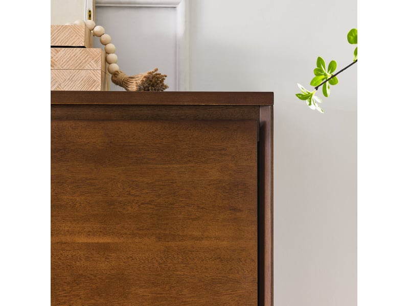  Buffet 99×23.5×82.3 cm en mdf à 2 portes avec passages pour câbles couleur noyer chicfurn  - Conforama E