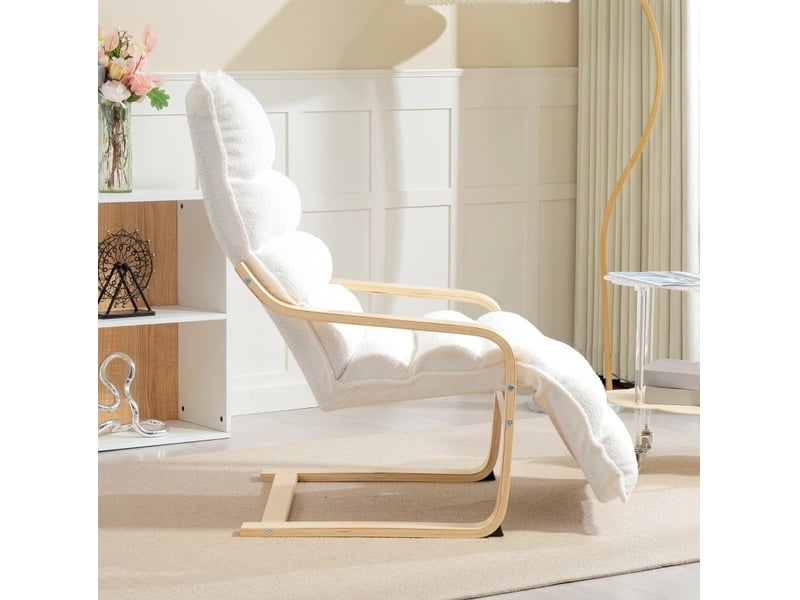  Fauteuil à bascule modenvie avec repose-pieds réglable 67 x 93-114 x 105 cm polyester blanc  - Conforama D