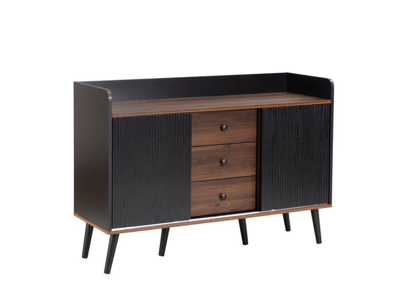 Buffet à trois tiroirs, meuble de rangement, avec étagères, 2 portes, 117,5 x 80 x 40 cm, noir - Conforama A
