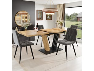 Table extensible avec plateau coulissant et pieds réglables finition bois pour cuisine et salle à manger en mdf