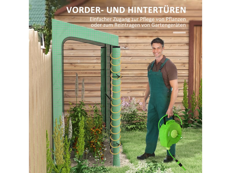  Serre en acier 2 portes coupe-vent avec fenêtre protection contre les uv pour jardin pe, vert Aosom - Conforama D