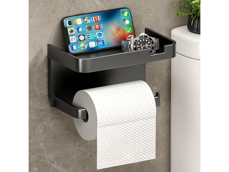 Porte papier toilette, acier inox auto-adhésive et mural pour salle de bain suspension murale sans clous  - Conforama C
